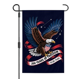 250th Anniversary USA Garden Flag 12×18 Inch Double Sided Polyester We The People Eagle Patriotic Yard Flag for 250 Years 4th of July Independence Day Home Lawn Porch Decoration
