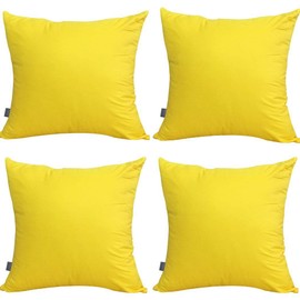 4-Pack Cotton Throw Pillow Case Square Cushion Cover Comfortable Solid Decorative Pillowcase (Cover Only,No Insert)(18x18 inch/ 45x45cm,Yellow)