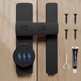 180 Degree Barn Door Lock - Flip Latch Locks and Gate Latches with 3-Digit Combination for Sliding/Bifold French Door Lock Latch with Code for Gate Barn Garage Shed Window Cabinet, Black