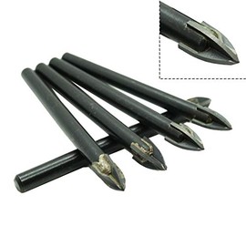 Romax Glass Drill Bit 5/16 inch, Tile Drill Bit 5/16 inch, High Temperature Brazed Carbide Tips, Cross Spear Head Reduces Breakout, Drilling Bottles, Marble, Ceramic and Mirror | 8 mm x 5 Piece