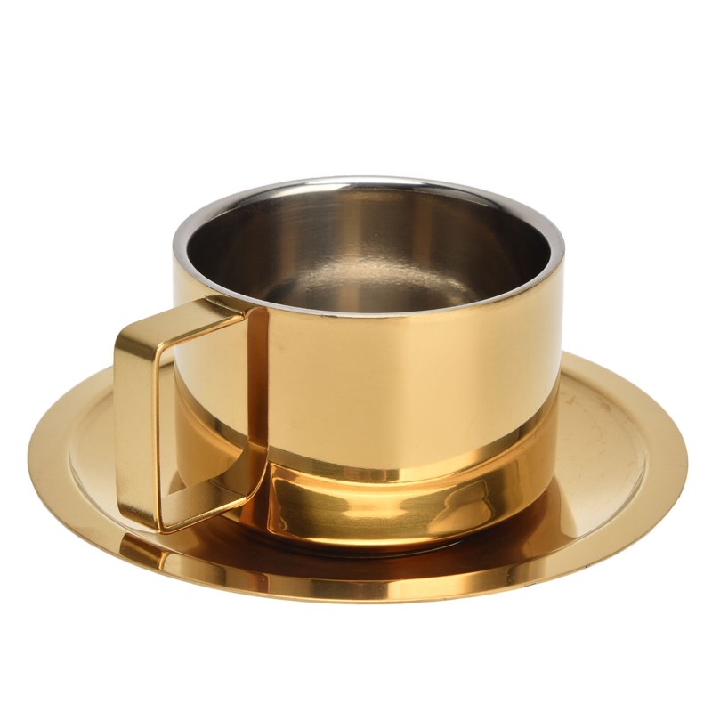 Coffee Cup Gold Fashionable Design Wearable Convenient Practical Stainless Steel