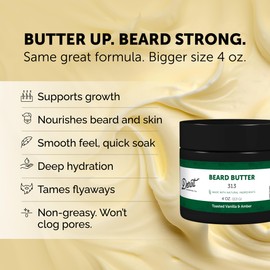 Detroit Grooming Co. Beard Butter for Men | Softens, Thickens & Hydrates with Safflower Oil & Shea Butter | 313 Scent, 4oz