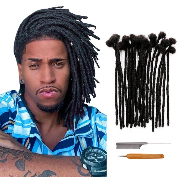 Coriario 0.4 cm Real Human Hair Dreadlock Extensions 8 inch