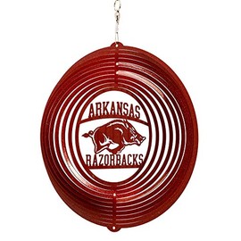 SWEN Products Arkansas Razorbacks Circle Swirly Metal Wind Spinner