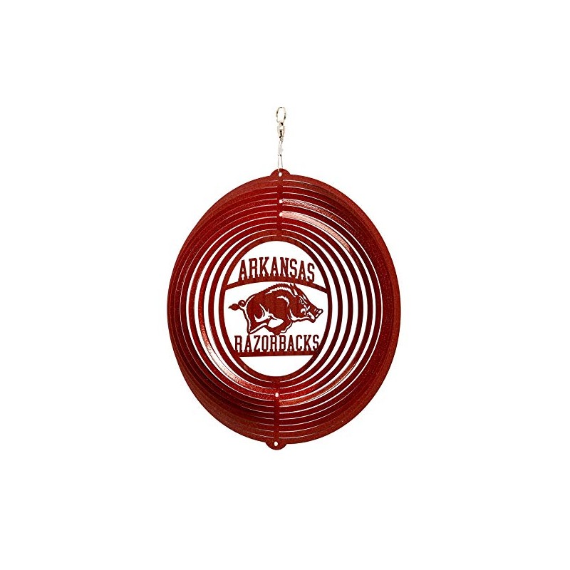 SWEN Products Arkansas Razorbacks Circle Swirly Metal Wind Spinner