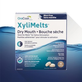 OraCoat XyliMelts - Dry Mouth Product made with Xylitol - Stimulates Saliva Production Naturally - Mint Free - Value Pack of 4 x 40-Count Boxes - Sticky Time-Release Xylitol Lozenges - Canadian Version