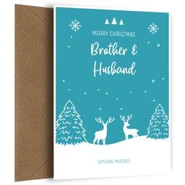 Brother and Husband Christmas Card - Delightful Winter Wonderland Card for Brother and Husband - Merry Christmas & Happy New Year, Brother and Husband, Reindeer Scene