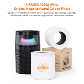 AIRROMI A2002 HEPA Air Purifier Replacement Filter, 3-In-1 Original Filter, Remove 99.97% of 0.3 Micron Particle 2 Pack White Activated Carbon