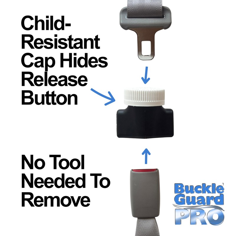 Buckle Guard PRO Seat Belt Button Cover (Tan) Deters Children