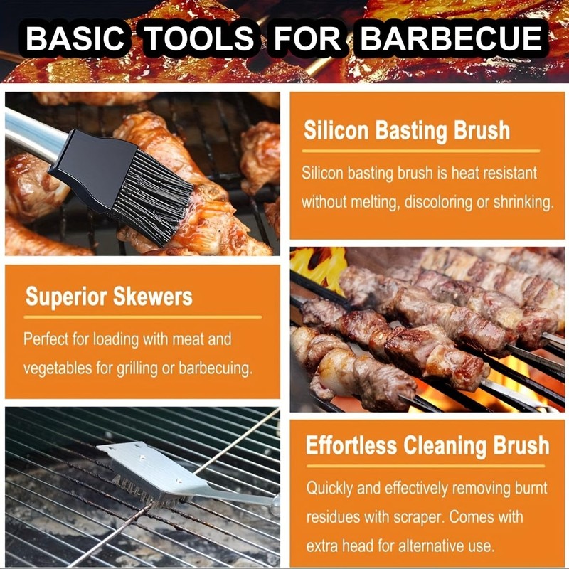 Heavy Duty BBQ Grill Tools Set, 20 Pieces, Stainless Steel
