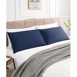 Warmstar Cotton Pillow Cases Standard Size Set of 2, 600 Thread Count Pillowcases 20x26 Inches, Soft Long Staple Cotton Pillowcases Breathable with Envelope Closure,Navy Blue