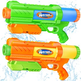 Super Water Gun for Kids Adults: 2 Pack Super Water Gun Soaker 1200cc Squirt Blasters with Impressive Range - Ideal Toys for Boys Girls Summer Outdoor Swimming Pool Water Toys Fun