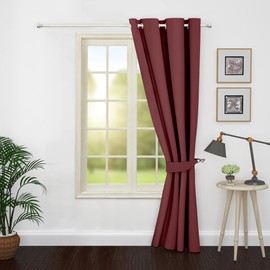 Ample Décor 100% Polyester Blackout Curtains 1 Panel Grommet Thermal Insulated, Noise Reducing - for Bedroom, Living Room, Nursery Room - Maroon - 46 X 95 Inch