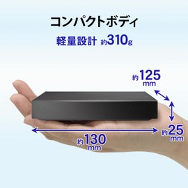 IODATA HDPZ-UT1KB External Hard Drive, 1 TB Rocker TV Recording, Quiet, Compact, 4K Recording, USB Bus Power Compatible, Made in Japan