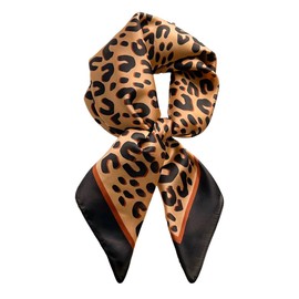Womens Leopard Print Silk Scarf for Women Animal Hair Head Scarf Satin Bandana Square Neck Scarf for Women Silk Headscarf French Neckerchief Vintage Chiffon Scarf for Women Handbag Accessories