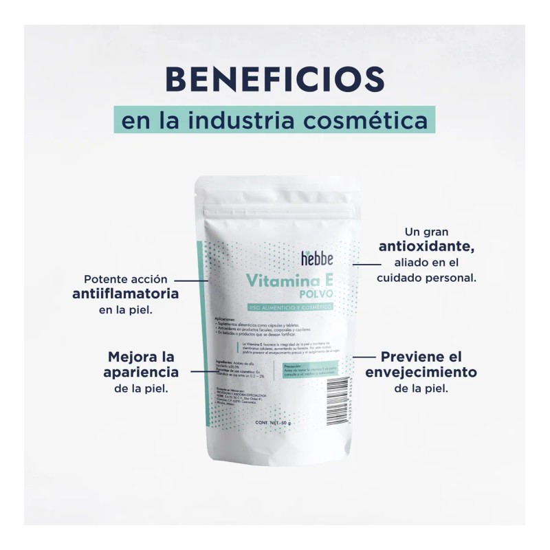 Vitamina E En Polvo Uso Cosmético 50g