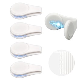 Magnetic Silicone Shower Curtain Clips for Liners,Self-Adhesive Shower Curtain Magnetic Keeper,Windproof Splash Guards to Keep Water in Shower,Easy Installation Shower Clips for Curtain 4 Packs(White)