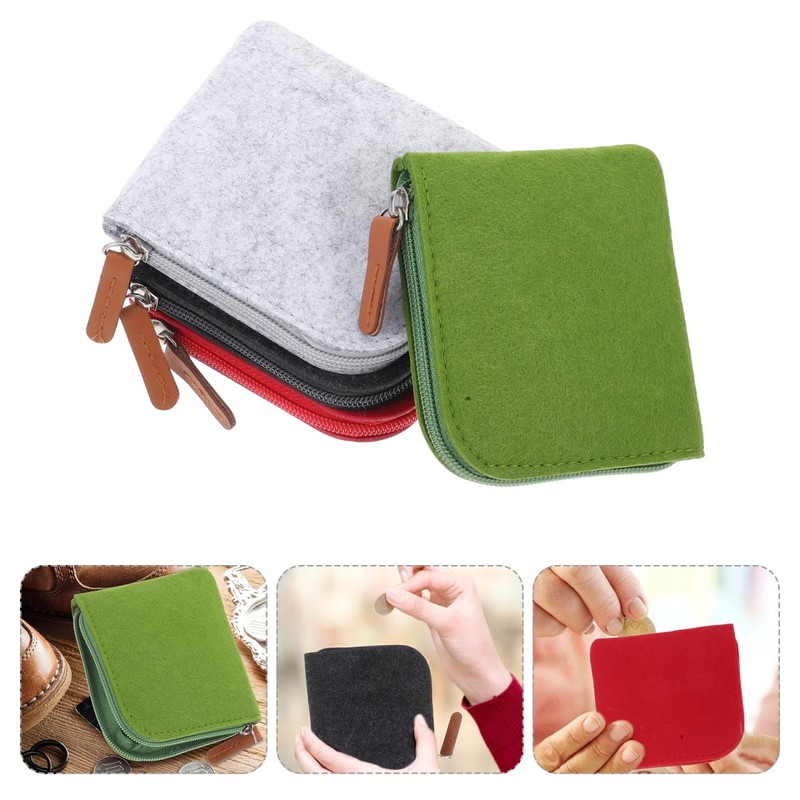 DEARMAMY Set of 4 Felt Wallet for Mini Purse with