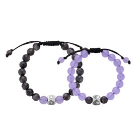 TOTWOO Pearl Couple Bracelet Couple Gifts Partner Bracelet Natural Stones Couple Gifts Love Gift for Her Lovers - Black and Purple, Stone, No Gemstone