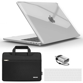 IBENZER Compatible with MacBook Pro 15 Inch Case 2019 2018 2017 2016 A1990 A1707, Hard Shell Case with Bag & Keyboard Cover & Type C Adapter for Mac Pro 15 Touch Bar, Crystal Clear, T15CYCL+3 A