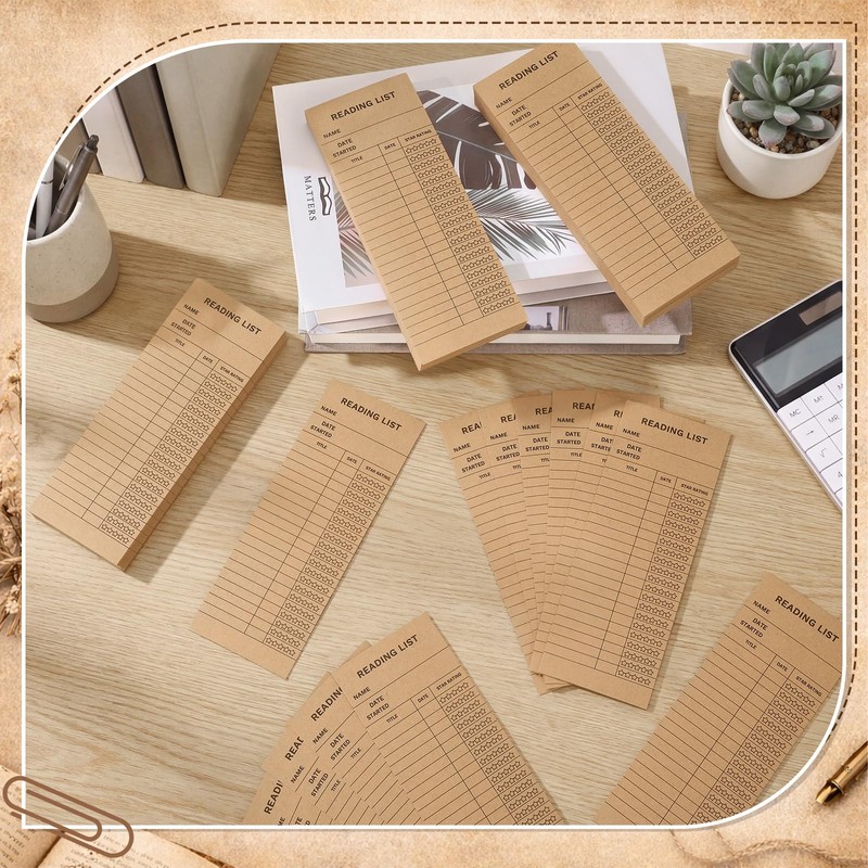 Resurhang 500 Pcs Reading List Bookmarks, 3x8 in Kraft Book