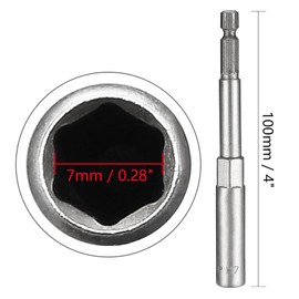 TOP-VIGOR 2Pcs 7mm Nut Setter Driver Drill Bit Set, 1/4 inch Hex Shank Quick Change, 100mm Length Metric Nut Driver Set for Woodworking, Auto Repairing, Machine Maintenance, Furnitures