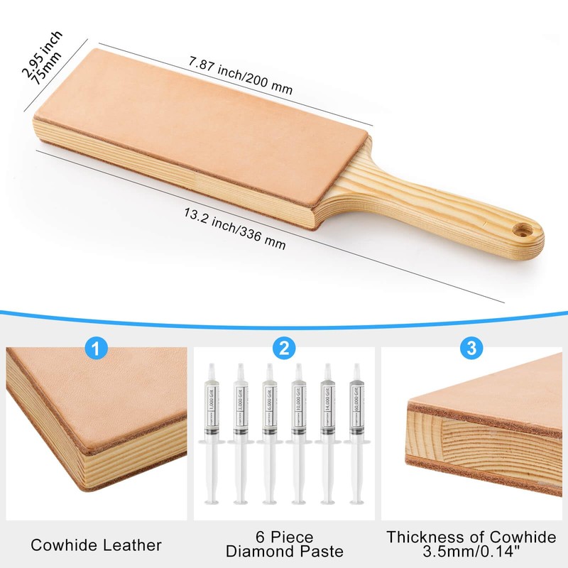 Angerstone Oversize Double Sided Leather Strop for Knife Sharpening with