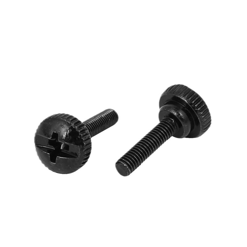 Sourcingmap M3 x 12mm Knurled Phillips Head Thumb Screw Black