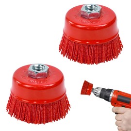 UHETLET Pack of 2 Cup Brush Angle Grinder Nylon Brush Drill Diameter 75 mm Nylon Brush Angle Grinder Sanding Brushes for Wood Nylon Brush Nylon Brush for Drill Cordless Screwdriver