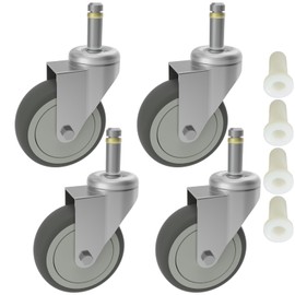 MySit 3 Inch Swivel Stem Caster 7/16" x 1-3/8" Stem TPR Rubber Caster Wheel for Rubbermaid Mop Bucket Cart Grill Casters, Pack of 4