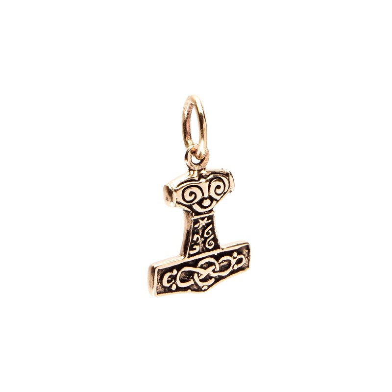 Windalf MJØLNER Small Thor's Hammer Pendant 1.9 cm Bronze, Fabric