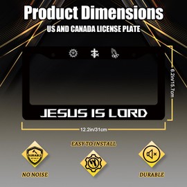 Jesus is Lord License Plate Frame Christian God License Plate Holder Colorful Stainless Steel Auto Parts Funny License Plate Personalise Decoration with Screws 12.3"x6.3"
