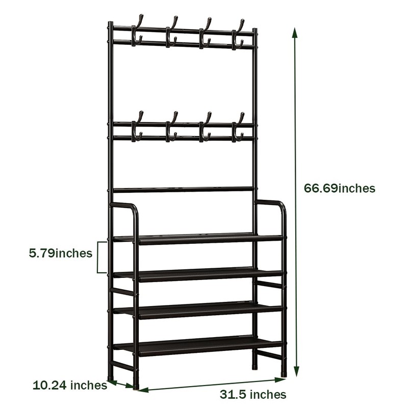 YIZAIJIA Coat Rack Shoe Rack With Storage Shelf Freestanding with