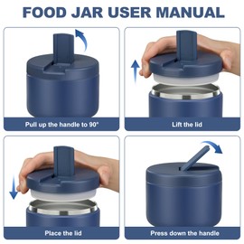 LOHASOK 12oz Kids Soup Thermo for Hot Food Insulated Vacuum Food Jar with Buckle Lid, Stainless Steel Wide Mouth Leak Proof Lunch Container for School Travel-Blue