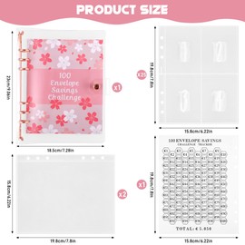 JIANTA 100 Envelope Saving Challenge Planner Binder A5 Budget Planner, 100 Envelopes Saving Challenge, Savings Book for Money Saving with Check List & Pre-Numbered Envelopes - Pink