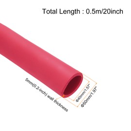 sourcing map Pipe Insulation Foam Tube Lagging Insulation Pipe 40mm ID 50mm(2") OD 20" Heat Preservation for Handle Grip Support,Red
