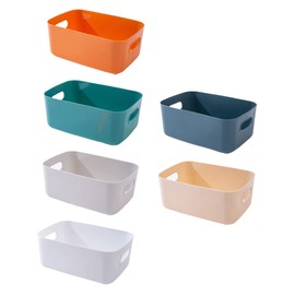 CHILDWEET 6PCS Plastic Storage Boxes Lids Multi-purpose Desk Organizers for Toys and Cosmetics Simple Storage Baskets for Home and Office Use