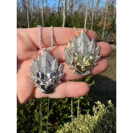 Harlembling MOISSANITE Real Silver / Gold Plated Iced Goku Super Saiyan Dragon Ball Necklace - 14k Gold