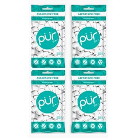 PUR Xylitol Chewing Gum WINTERGREEN (55 Pieces, 4 Pack) Sugarless Vegan Pure