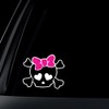 World Design Skull with Pink Bow Car Decal/Sticker