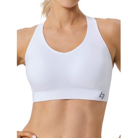 FITTIN Racerback Sports Bra for Women- Padded Seamless Activewear Bras for Yoga Gym Workout Fitness White