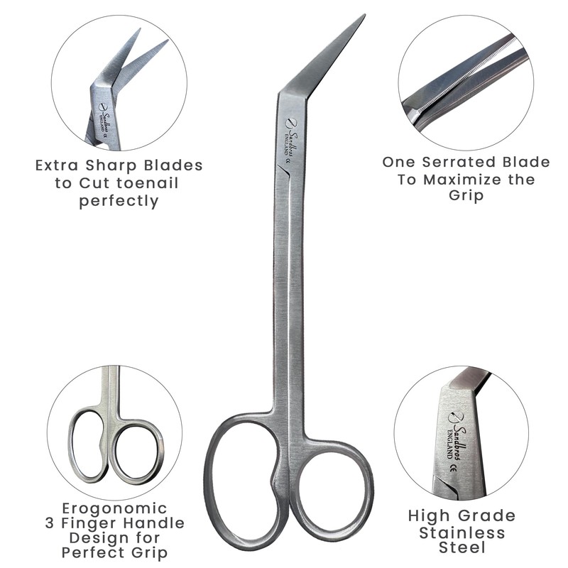 SANDBROS®Extra Long Toe Nail Scissors Clippers Cutters Back Pain Chiropody
