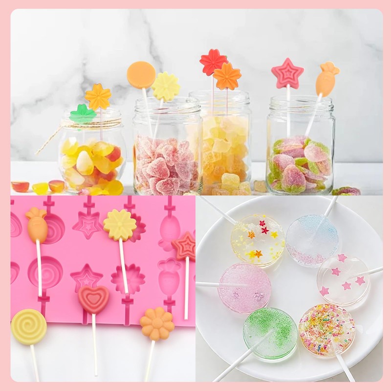 DSIOHFEI 3 Pack Silicone Lollipop Molds, 12-Capacity Hard Candy Molds,