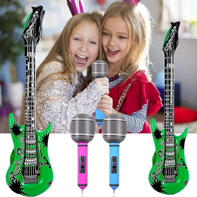 Inflatable Guitar, Pack of 6 Inflatable Instruments, Colourful Inflatable Guitar,