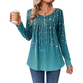 Zeagoo Women's Tunic Shirts Elegant Long Sleeve Flowy Tops Fall Boho Loose Fit Tees Teacher Outfits for Work