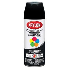 Krylon K05160307 ColorMaster Paint + Primer, Semi-Gloss, Black, 12 oz.