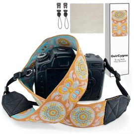GuirCygne Camera Strap - Wide, Comfortable Durable Adjustable Crossbody Neck Shoulder Sling Strap for Photographers,Butterfly