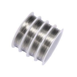 Leliafleury 0.3mm*25m Beading Wire Stainless Steel Jewellery Wire Silver Craft Wire for Jewelry Making Crafts Supplies, 4 Rolls