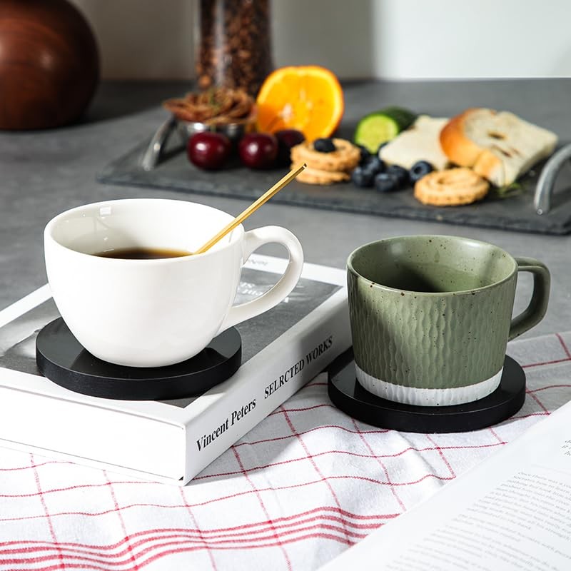 LiWiBet Black Marble Coasters for Drinks Set of 2, Stone