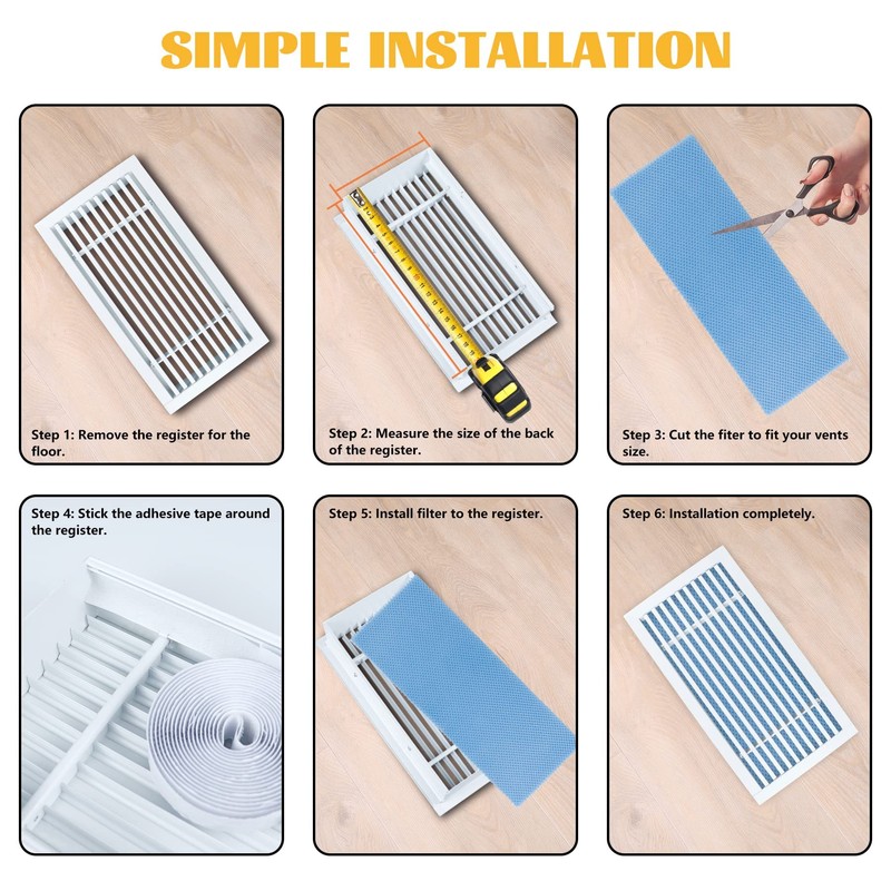 GCGOODS 15 Pcs 4" x 12" Air Vent Filters, Reusable